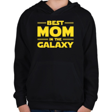PRINTFASHION Legjobb anya a Galaxisban - Gyerek kapucnis pulóver - Fekete