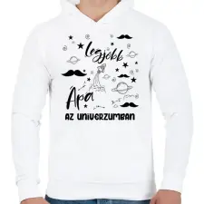 PRINTFASHION Legjobb apa az univerzumban - Férfi kapucnis pulóver - Fehér férfi pulóver, kardigán