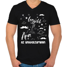 PRINTFASHION Legjobb apa az univerzumban - Férfi V-nyakú póló - Fekete