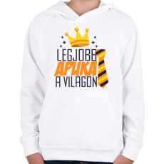 PRINTFASHION Legjobb apuka a világon! - Gyerek kapucnis pulóver - Fehér