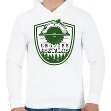 PRINTFASHION Legjobb asztalos - zöld - Férfi kapucnis pulóver - Fehér női pulóver, kardigán