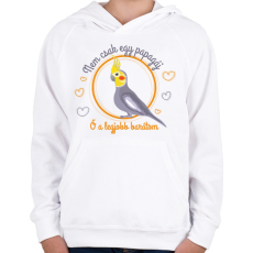 PRINTFASHION Legjobb barát - Papagáj - Gyerek kapucnis pulóver - Fehér