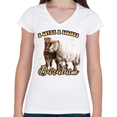 PRINTFASHION Legjobb barátaim - Női V-nyakú póló - Fehér