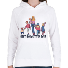 PRINTFASHION Legjobb bébiszitter - Női kapucnis pulóver - Fehér női pulóver, kardigán