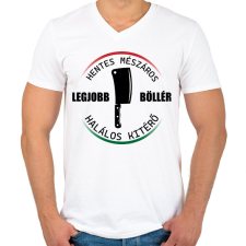 PRINTFASHION Legjobb böllér - hentes mészáros - Férfi V-nyakú póló - Fehér férfi póló