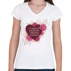 PRINTFASHION Legjobb édesanyák június - Női V-nyakú póló - Fehér