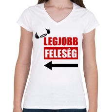 PRINTFASHION Legjobb feleség - Női V-nyakú póló - Fehér