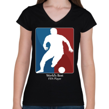 PRINTFASHION Legjobb FIFA játékos - Női V-nyakú póló - Fekete női póló