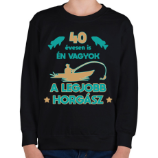 PRINTFASHION Legjobb horgász - egyedi számmal - Gyerek pulóver - Fekete