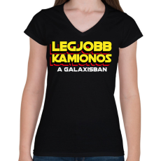 PRINTFASHION LEGJOBB KAMIONOS A GALAXISBAN - Női V-nyakú póló - Fekete