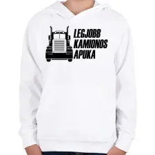 PRINTFASHION Legjobb kamionos apuka - Gyerek kapucnis pulóver - Fehér gyerek pulóver, kardigán