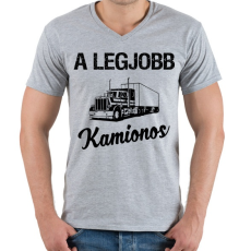 PRINTFASHION Legjobb kamionos - Férfi V-nyakú póló - Sport szürke