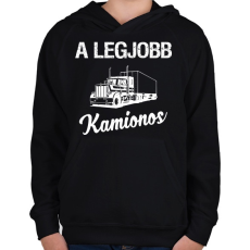 PRINTFASHION Legjobb kamionos - Gyerek kapucnis pulóver - Fekete