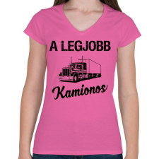 PRINTFASHION Legjobb kamionos - Női V-nyakú póló - Rózsaszín női póló