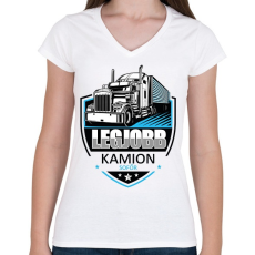 PRINTFASHION Legjobb kamionsofőr - Női V-nyakú póló - Fehér