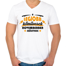 PRINTFASHION Legjobb kőművesek - Hónappal - Férfi V-nyakú póló - Fehér férfi póló