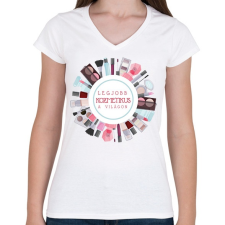 PRINTFASHION Legjobb kozmetikus a világon - Női V-nyakú póló - Fehér női póló