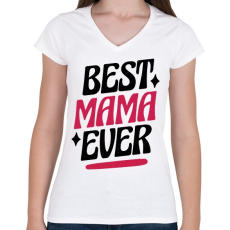 PRINTFASHION Legjobb mama - Női V-nyakú póló - Fehér