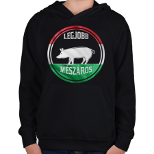PRINTFASHION Legjobb mészáros - disznós - Gyerek kapucnis pulóver - Fekete gyerek pulóver, kardigán
