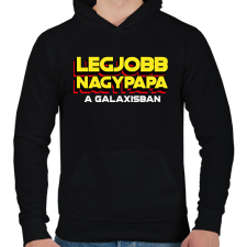 PRINTFASHION LEGJOBB NAGYPAPA A GALAXISBAN - Férfi kapucnis pulóver - Fekete férfi pulóver, kardigán