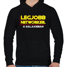 PRINTFASHION LEGJOBB NETWORKER A GALAXISBAN - Férfi kapucnis pulóver - Fekete