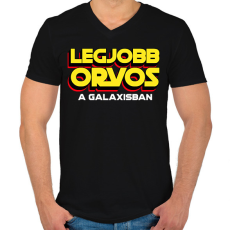 PRINTFASHION LEGJOBB ORVOS A GALAXISBAN - Férfi V-nyakú póló - Fekete
