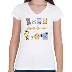 PRINTFASHION Legjobb Óvó néni - Női V-nyakú póló - Fehér