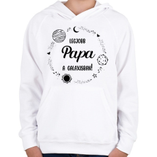 PRINTFASHION Legjobb papa a galaxisban - Gyerek kapucnis pulóver - Fehér