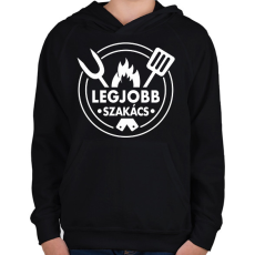 PRINTFASHION Legjobb szakács - Gyerek kapucnis pulóver - Fekete