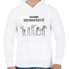 PRINTFASHION Legjobb szobafestő - Férfi kapucnis pulóver - Fehér