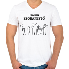 PRINTFASHION Legjobb szobafestő - Férfi V-nyakú póló - Fehér férfi póló