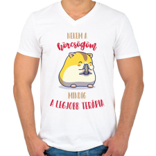 PRINTFASHION Legjobb terápia - A hörcsögöm - Férfi V-nyakú póló - Fehér férfi póló