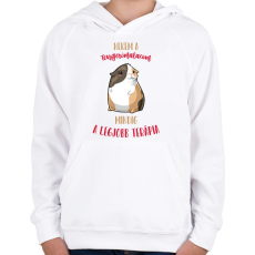 PRINTFASHION Legjobb terápia - Tengerimalac - Gyerek kapucnis pulóver - Fehér