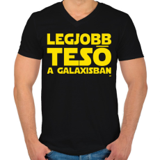 PRINTFASHION Legjobb Tesó a Galaxisban - Férfi V-nyakú póló - Fekete