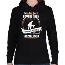 PRINTFASHION Legjobbak lesznek asztalosok - Női kapucnis pulóver - Fekete női pulóver, kardigán