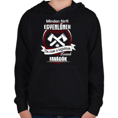 PRINTFASHION Legjobbak lesznek favágók - Gyerek kapucnis pulóver - Fekete