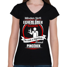 PRINTFASHION Legjobbak lesznek pincérek - Női V-nyakú póló - Fekete női póló