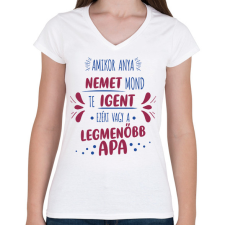 PRINTFASHION Legmenőbb apa - Női V-nyakú póló - Fehér női póló