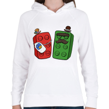 PRINTFASHION Lego család - Női kapucnis pulóver - Fehér női pulóver, kardigán