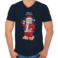 PRINTFASHION Lego Télapó - Férfi V-nyakú póló - Sötétkék