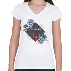 PRINTFASHION Legszebb nők március - Női V-nyakú póló - Fehér