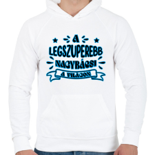 PRINTFASHION Legszuperebb nagybácsi - Férfi kapucnis pulóver - Fehér férfi pulóver, kardigán