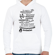 PRINTFASHION Legszuperebb Óvónéni - Férfi kapucnis pulóver - Fehér