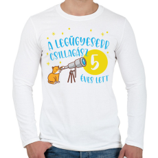 PRINTFASHION Legügyesebb csillagász - Számmal - Férfi hosszú ujjú póló - Fehér