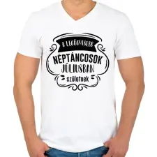 PRINTFASHION Legügyesebb néptáncosok - Hónappal - Férfi V-nyakú póló - Fehér férfi póló
