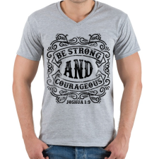 PRINTFASHION Légy erős és bátor - Férfi V-nyakú póló - Sport szürke férfi póló
