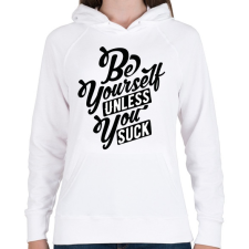 PRINTFASHION Légy önmagad - Női kapucnis pulóver - Fehér női pulóver, kardigán