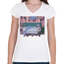 PRINTFASHION Légy önmagad - Női V-nyakú póló - Fehér női póló