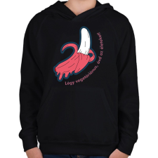 PRINTFASHION Légy vegetáriánus - Gyerek kapucnis pulóver - Fekete gyerek pulóver, kardigán