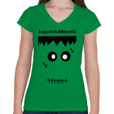 PRINTFASHION Legyetek bátorak Frankeinstein - Női V-nyakú póló - Zöld